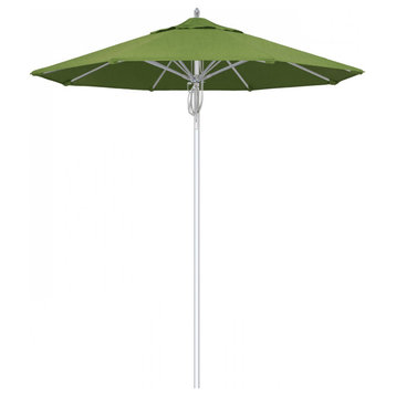 7.5' Patio Umbrella Silver Pole Fiberglass Rib Pulley Lift Sunbrella, Spectrum Cilantro