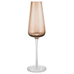 blomus - Belo Champagne Flute Glasses, 7oz, Set of 2, Coffee - blomus BELO Champagne Flute Glasses - 7 Ounce - Set of 2 are hand blown by experienced artisans which makes every item an exquisite piece of uniquely crafted pleasure. Coffee colored glass body is held high by a clear stem. Designed by Frederike Martens. 6.8 fluid ounces / 200ml. 9.6 in / 24.5 cm height x 2.4 in / 6 cm diameter. Body is colored, stem and base are clear. Rim is cut and polished. This item ships as a set of 2 champagne flutes. Mouth blown glass may create subtle variances such as flow lines, small bubbles, and minimally different material thicknesses which let the color elegantly vary from piece to piece and add to the beauty and uniqueness of each hand-crafted piece. Complete your BELO sets with white wine glasses, red wine glasses, champagne flutes, champagne saucers, tumblers, water carafe and wine decanter.  Dishwasher safe.