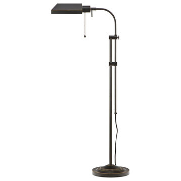 Metal Rectangular Floor Lamp With Adjustable Pole, Black