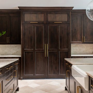 Taj Mahal Honed Quartzite Island, Range, and Backsplash with Pencil Edges