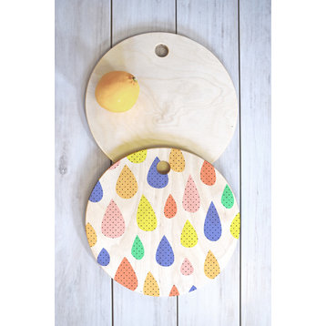 Hello Sayang Happy Raindrops Cutting Board, Round, Round
