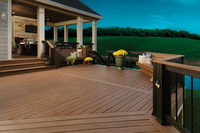 Design ideas for a large contemporary backyard deck in St Louis with no cover.