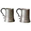 Consigned, Antique Glass Bottom Pewter Tankards, Set of 2