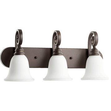 Bryant 3-Light Vanity Fixture, Oiled Bronze With Satin Opal