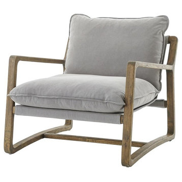 Ace Grey Pewter Oak Wood Living Room Arm Chair, Grey Pewter