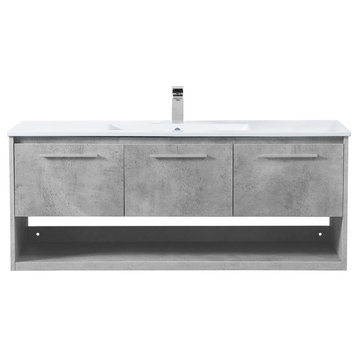 Elegant Kasper 48" Single Bathroom Floating Vanity VF43048CG Concrete Grey