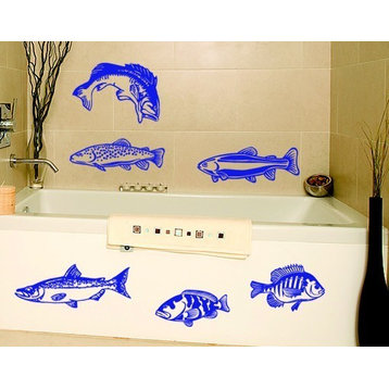 Fishes Wall Decal, Gray, 31"x31"