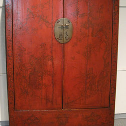 Red Lacquered Antique Chinese Cabinet - Products