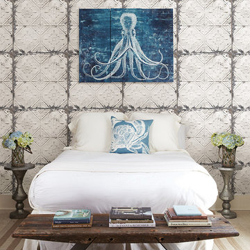 Tin Ceiling White Distressed Tiles Wallpaper