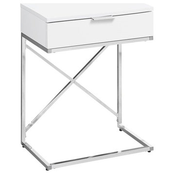 Accent Table Side End Nightstand Lamp Bedroom Metal Glossy White