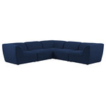 Meridian Furniture - Miramar Linen Textured Fabric  5-Piece Modular L-Shaped Sectional, Navy - Unwind and let your cares float away while you're curled up in the welcoming confines of this Miramar Modular Sectional. This sophisticated modular sectional is made from premium materials with a solid frame that ensures durability and long-lasting service life. The soft navy linen textured upholstery on this modular sectional makes it feel super indulgent against the skin. Pair this sectional with other items in the Miramar collection for a complete lookthe latches underneath make pairing a snap.