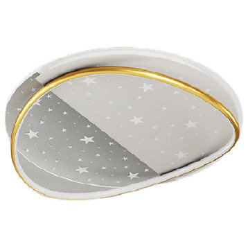Round Black & Gold Acrylic Dimmable Ceiling Lamp with Stars, White/gold, 1