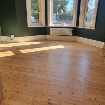 Victorian era pine wooden flooring restored