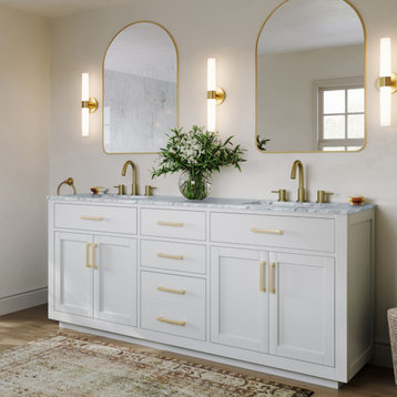 The Yukon Bathroom Vanity, White, 72", Double Sink, Freestanding