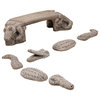 Crocodile Outdoor Cast Stone Garden Bench Set, Natural (N)