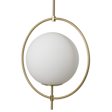 Farrah Frosted Glass Globe With Gold Metal Pendant Light