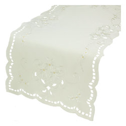 Xia Home Fashions - Daisy Collection 15"x72" Table Runner, White - Table Runners