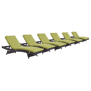 Convene Chaise Outdoor Upholstered Fabric, Set of 6, Espresso Peridot