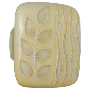 Square Ceramic Branch and Seagrass Knob, Yellow and Tan