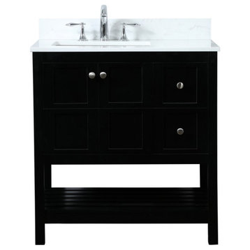 Elegant VF16432BK-BS 32"Single Bathroom Vanity, Black With Backsplash