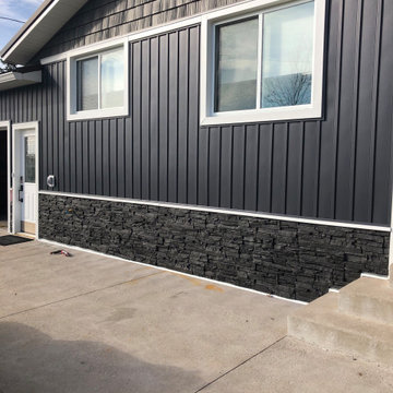 Wainscoting Trim with Iron Ore Stacked Stone