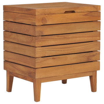 vidaXL Solid Teak Wood Laundry Basket 15.7"x11.8"x17.7" Wooden Clothes Box