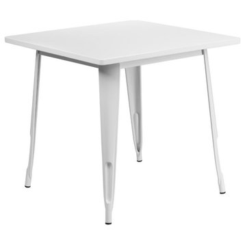Flash Furniture 31.5" Square Metal Dining Table in White