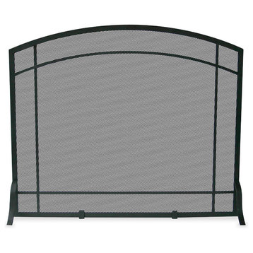 Single Panel Black Wrought Iron Screen With Mission Design