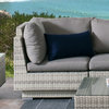 CorLiving Azure Outdoor Patio Wicker Corner Chair With Sunbrella Cushions, Gray