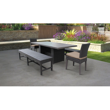 Belle Rectangular Patio Dining Table With 2 Chairs and 2 Benches Wheat