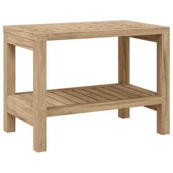vidaXL Bathroom Side Table Desk Furniture with Storage Shelf Solid Wood Teak