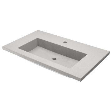 36" Capistrano Vanity Top with Integral Sink, Ash, Single Faucet Hole
