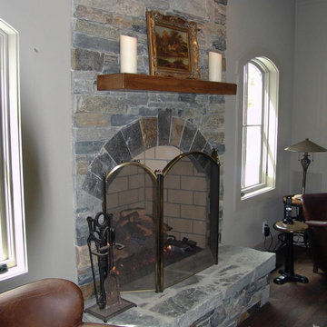 Brighton and Shadow Vista Blend Real Thin Stone Veneer Interior Fireplace