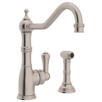 Rohl Perrin and Rowe Kitchen Faucet and Metal Lever Handle, Satin Nickel