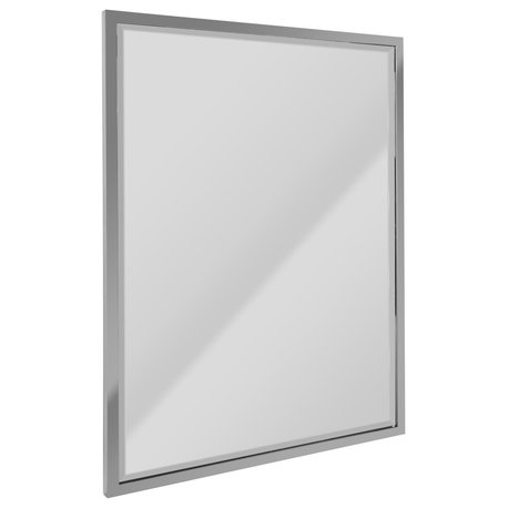 Head West Silver Stainless Steel Framed Beveled Mirror, 30x40"