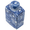 Blue & White Porcelain Lidded Jar 5.5x3.5x9"