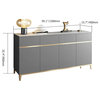 59" Gray Modern Sideboard with Sintered Stone Top & 4 Doors & 4 Drawers in Large, Gray