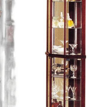 16" X 16" X 71" Cherry Glass Curio Cabinet