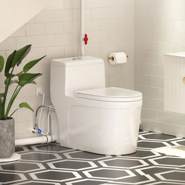 One-Piece Macerating Toilet System with 600W Pump | Compact Upflush Design