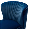 Set of 2 Accent Chair, Angled Legs With Velvet Seat & Channeled Back, Navy