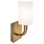 Norwell Lighting - Norwell Lighting 5341-AG-MO Trumpet - One Light Wall Sconce - A solid curved nickel or brass trumpet sprouts froTrumpet One Light Wa Aged Brass Matte Opa *UL Approved: YES Energy Star Qualified: n/a ADA Certified: n/a  *Number of Lights: Lamp: 1-*Wattage:60w E12 Candelabra Base bulb(s) *Bulb Included:No *Bulb Type:E12 Candelabra Base *Finish Type:Aged Brass