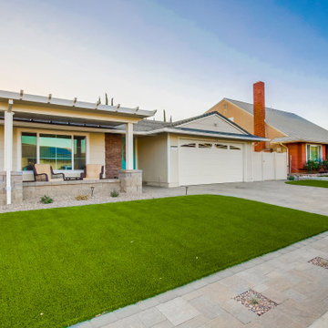 San Diego Front & Backyard Landscaping Remodel with Pavers, Artificial Grass.