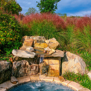 Basking Ridge NJ, Natural Poolscape with Outdoor Fireplace