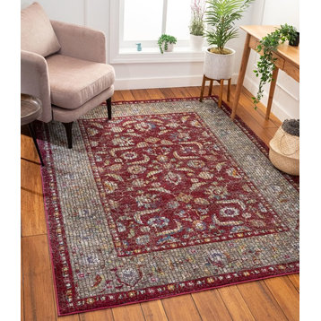 Well Woven Allure Vanessa Vintage Persian Mosaic Red Area Rug, 3'11"x5'3"