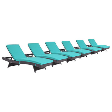 Convene Chaise Outdoor Patio Set of 6, Turquoise