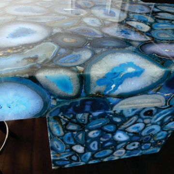 Caesarstone’s Concetto Collection Blue Agate backlit with SLABlite