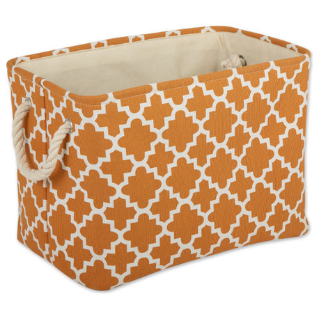 DII Polyester Bin Lattice Pumpkin Spice Rectangle Small