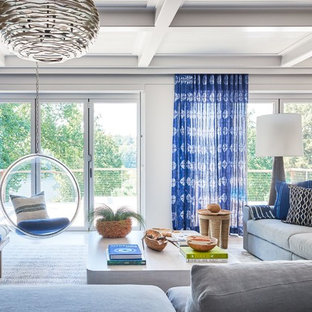 Inspiration for a large contemporary open concept living room remodel in Other with gray walls