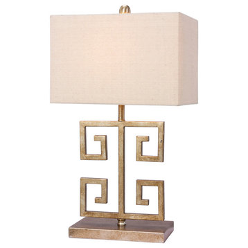 Metal Table Lamp, Antique Gold Finish, 22.5"