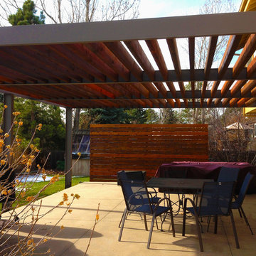 Custom Steel Arbor Defines the Space for this Modern Concrete Patio